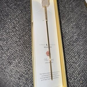 Luna Coorte Gold Hair Pin with Rose Quartz